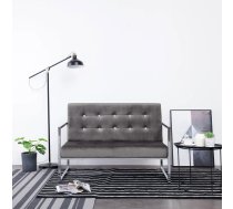 Divvietīgs Dīvāns Ar Roku Balstiem, Hroms, Tumši Pelēks Samts Vidaxl 8719883588490