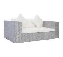 Divvietīgs Dīvāns Ar Matračiem, Pelēka Dabīgā Rotangpalma Vidaxl 8719883590325