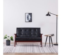 Divvietīgs Dīvāns, Melns Mākslīgā Āda Vidaxl 8719883593449