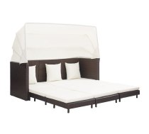 Izvelkams Dīvāns Ar Jumtu, Trīsvietīgs, Brūna Pe Rotangpalma Vidaxl 8719883726403
