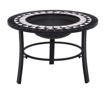 Ugunskura Vietas Galds, Mozaīka, 68Cm, Melns Ar Baltu, Keramika Vidaxl 8719883733715