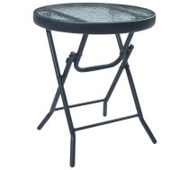 Bistro Galds, Melns, 40X46 Cm, Tērauds Un Stikls Vidaxl 8719883760155
