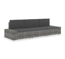 Moduļu Dīvāns, Trīsvietīgs, Pelēka Pe Rotangpalma Vidaxl 8719883871929