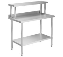 Virtuves Darba Galds Ar Plauktu, 120X60X120 Cm, Tērauds Vidaxl 8719883989730