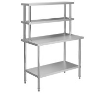 Virtuves Darba Galds Ar Plauktu, 120X60X150 Cm, Tērauds Vidaxl 8719883989747