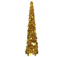 Mākslīgā Ziemassvētku Egle, Saliekama, 120 Cm, Zeltaina, Pet Vidaxl 8720286014578