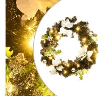 Ziemassvētku Vainags Ar Led Lampiņām, Melns, 60 Cm, Pvc Vidaxl 8720286017876