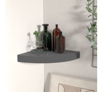 Stūra Sienas Plaukts, Spīdīgi Pelēks, 25X25X3,8 Cm, Mdf Vidaxl 8720286075234
