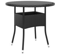 Dārza Galds, Ø80X75 Cm, Melns, Rūdīts Stikls, Pe Rotangpalma Vidaxl 8720286089811