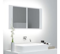 Vannasistabas Spoguļskapītis Ar Led, Balts, 80X12X45 Cm, Akrils Vidaxl 8720286221495