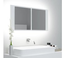 Vannasistabas Spoguļskapītis Ar Led, Balts, 90X12X45 Cm, Akrils Vidaxl 8720286221570