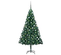 vidaXL izgaismota mākslīgā Ziemassvētku egle ar rotājumiem, 180cm, PVC 8720286497951