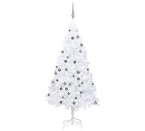 vidaXL izgaismota mākslīgā Ziemassvētku egle ar rotājumiem, 150cm, PVC 8720286497999