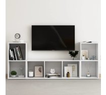 3-Daļīgs Tv Plauktu Komplekts, Balts, Inženierijas Koks Vidaxl 8720286593189