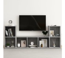 3-Daļīgs Tv Plauktu Komplekts, Betona Pelēks, Inženierijas Koks Vidaxl 8720286593226