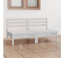 Divvietīgs Dārza Dīvāns, Balts Priedes Masīvkoks Vidaxl 8720286682555