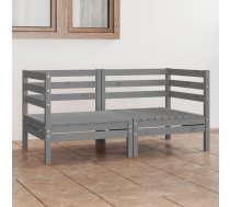 Divvietīgs Dārza Dīvāns, Pelēks, Priedes Masīvkoks Vidaxl 8720286682715