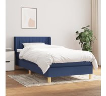 Atsperu Gultas Rāmis Ar Matraci, Zils, 90X200 Cm, Audums Vidaxl 8720287321804