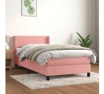 Atsperu Gulta Ar Matraci, Rozā Samts, 90X200 Cm Vidaxl 8720287325956