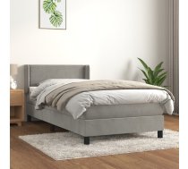 Atsperu Gulta Ar Matraci, Gaiši Pelēka Samts, 90X200 Cm Vidaxl 8720287326502
