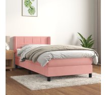 Atsperu Gulta Ar Matraci, Rozā Samts, 90X200 Cm Vidaxl 8720287327158
