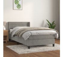 Atsperu Gulta Ar Matraci, Gaiši Pelēka Samts, 90X200 Cm Vidaxl 8720287327707