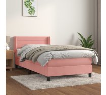 Atsperu Gulta Ar Matraci, Rozā Samts, 90X200 Cm Vidaxl 8720287327752
