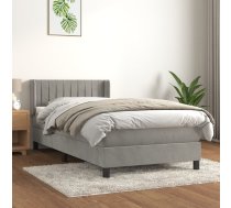 Atsperu Gulta Ar Matraci, Gaiši Pelēka Samts, 90X200 Cm Vidaxl 8720287328308