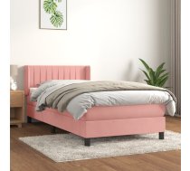 Atsperu Gulta Ar Matraci, Rozā Samts, 90X200 Cm Vidaxl 8720287328353