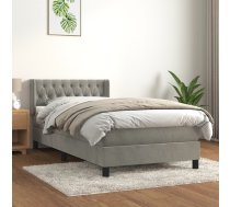 Atsperu Gulta Ar Matraci, Gaiši Pelēka Samts, 90X200 Cm Vidaxl 8720287328902