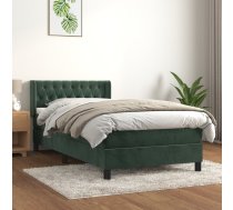 Atsperu Gulta Ar Matraci, Tumši Zaļš Samts, 90X200 Cm Vidaxl 8720287328933