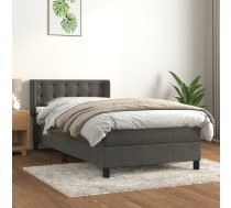 Atsperu Gulta Ar Matraci, Tumši Pelēka Samts, 90X200 Cm Vidaxl 8720287329510