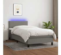 Atsperu Gulta Ar Matraci, Led, Tumši Pelēks Audums, 90X200 Cm Vidaxl 8720287364900