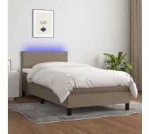 Atsperu Gulta Ar Matraci, Led, Pelēkbrūns Audums, 90X200 Cm Vidaxl 8720287364931