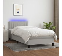 Atsperu Gulta Ar Matraci, Led, Gaiši Pelēks Audums, 90X200 Cm Vidaxl 8720287368090