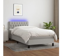 Atsperu Gulta Ar Matraci, Led, Gaiši Pelēks Audums, 90X200 Cm Vidaxl 8720287368892