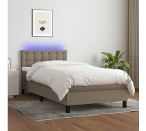 Atsperu Gulta Ar Matraci, Led, Pelēkbrūns Audums, 90X200 Cm Vidaxl 8720287369738