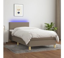 Atsperu Gulta Ar Matraci, Led, Pelēkbrūns Audums, 90X200 Cm Vidaxl 8720287370536