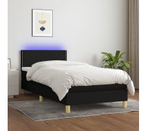 Atsperu Gulta Ar Matraci, Led, Melns Audums, 90X200 Cm Vidaxl 8720287371311
