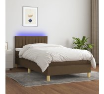 Atsperu Gulta Ar Matraci, Led, Tumši Brūns Audums, 90X200 Cm Vidaxl 8720287373728
