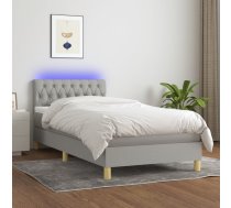Atsperu Gulta Ar Matraci, Led, Gaiši Pelēks Audums, 90X200 Cm Vidaxl 8720287374497
