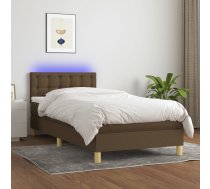 Atsperu Gulta Ar Matraci, Led, Tumši Brūns Audums, 90X200 Cm Vidaxl 8720287375326