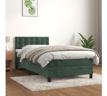 Atsperu Gulta Ar Matraci, Led, Tumši Zaļš Samts, 90X200 Cm Vidaxl 8720287381488