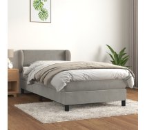 Atsperu Gulta Ar Matraci, Gaiši Pelēka Samts, 90X200 Cm Vidaxl 8720287412854