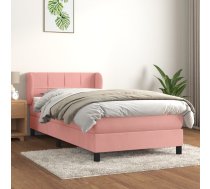 Atsperu Gulta Ar Matraci, Rozā Samts, 90X200 Cm Vidaxl 8720287413509