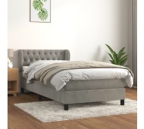 Atsperu Gulta Ar Matraci, Gaiši Pelēka Samts, 90X200 Cm Vidaxl 8720287415251