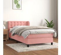 Atsperu Gulta Ar Matraci, Rozā Samts, 90X200 Cm Vidaxl 8720287415909