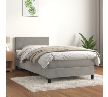 Atsperu Gulta Ar Matraci, Gaiši Pelēka Samts, 90X200 Cm Vidaxl 8720287458258