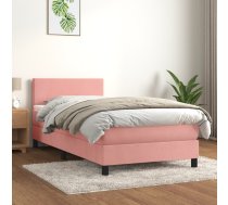 Atsperu Gulta Ar Matraci, Rozā Samts, 90X200 Cm Vidaxl 8720287458302