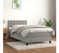 Atsperu Gulta Ar Matraci, Gaiši Pelēka Samts, 90X200 Cm Vidaxl 8720845501853